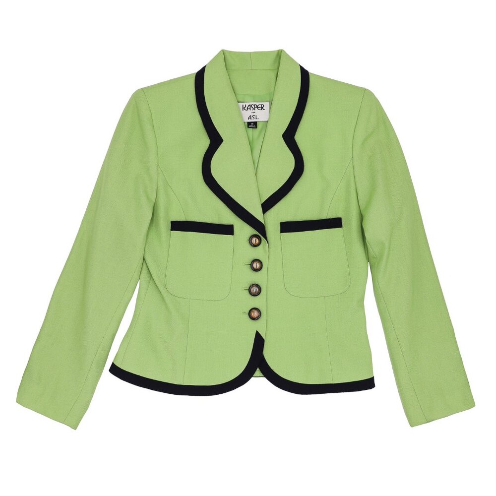 Vintage Preppy Mod Green Long Sleeve Button Down‎ Blazer Size Medium Office Chic